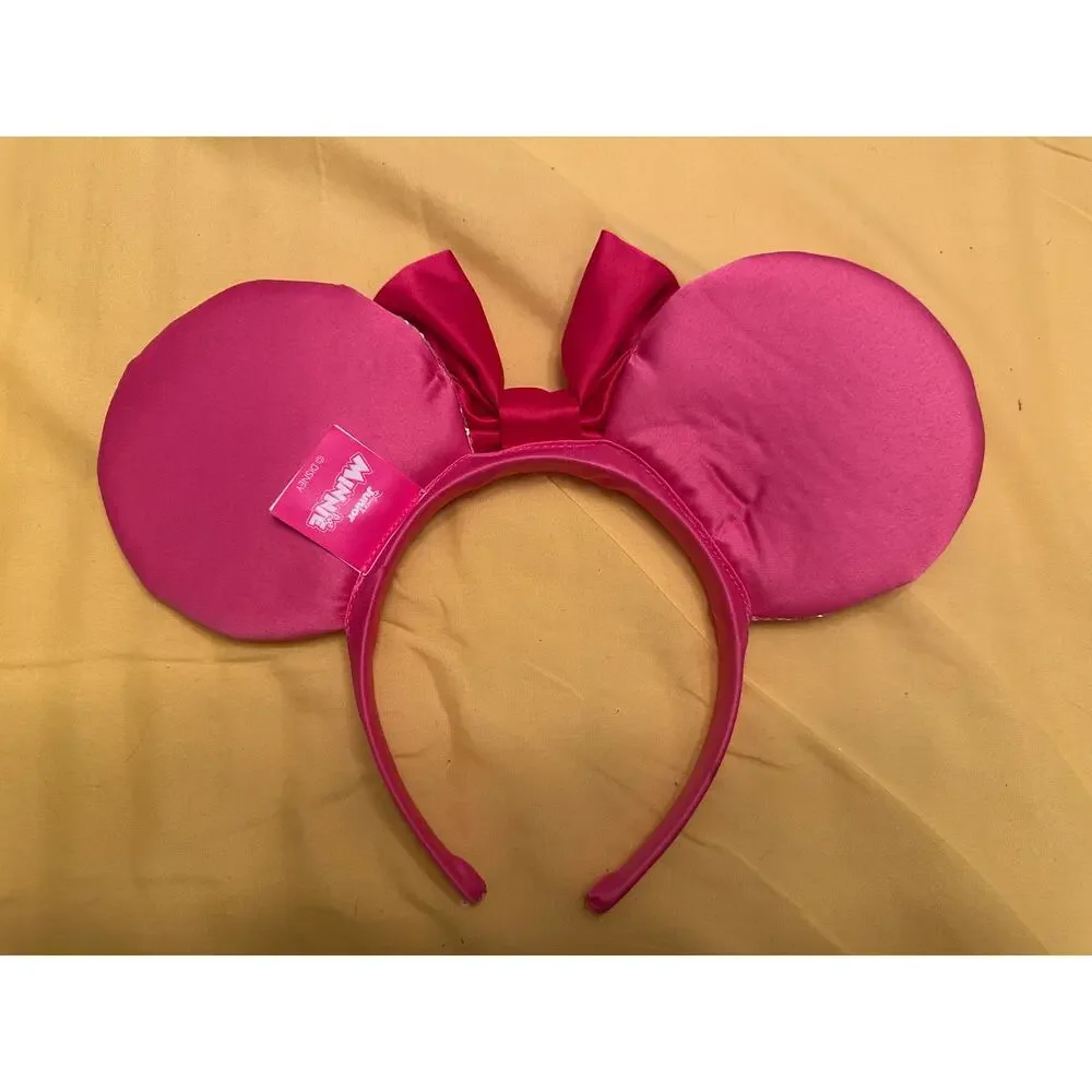 Disney Parks Pink Minnie Mouse Sequined Polkadots Light Weight Ears Headband